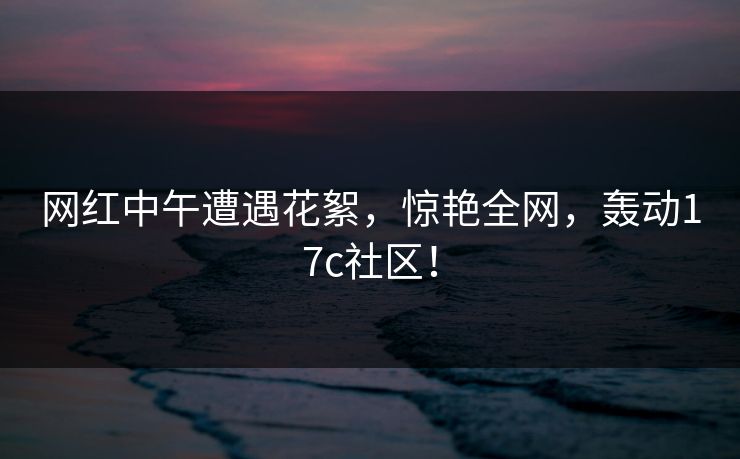 网红中午遭遇花絮，惊艳全网，轰动17c社区！