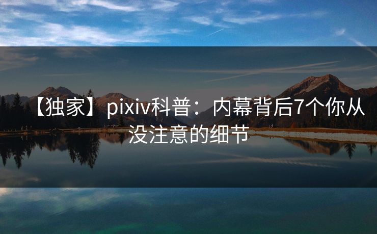 【独家】pixiv科普：内幕背后7个你从没注意的细节